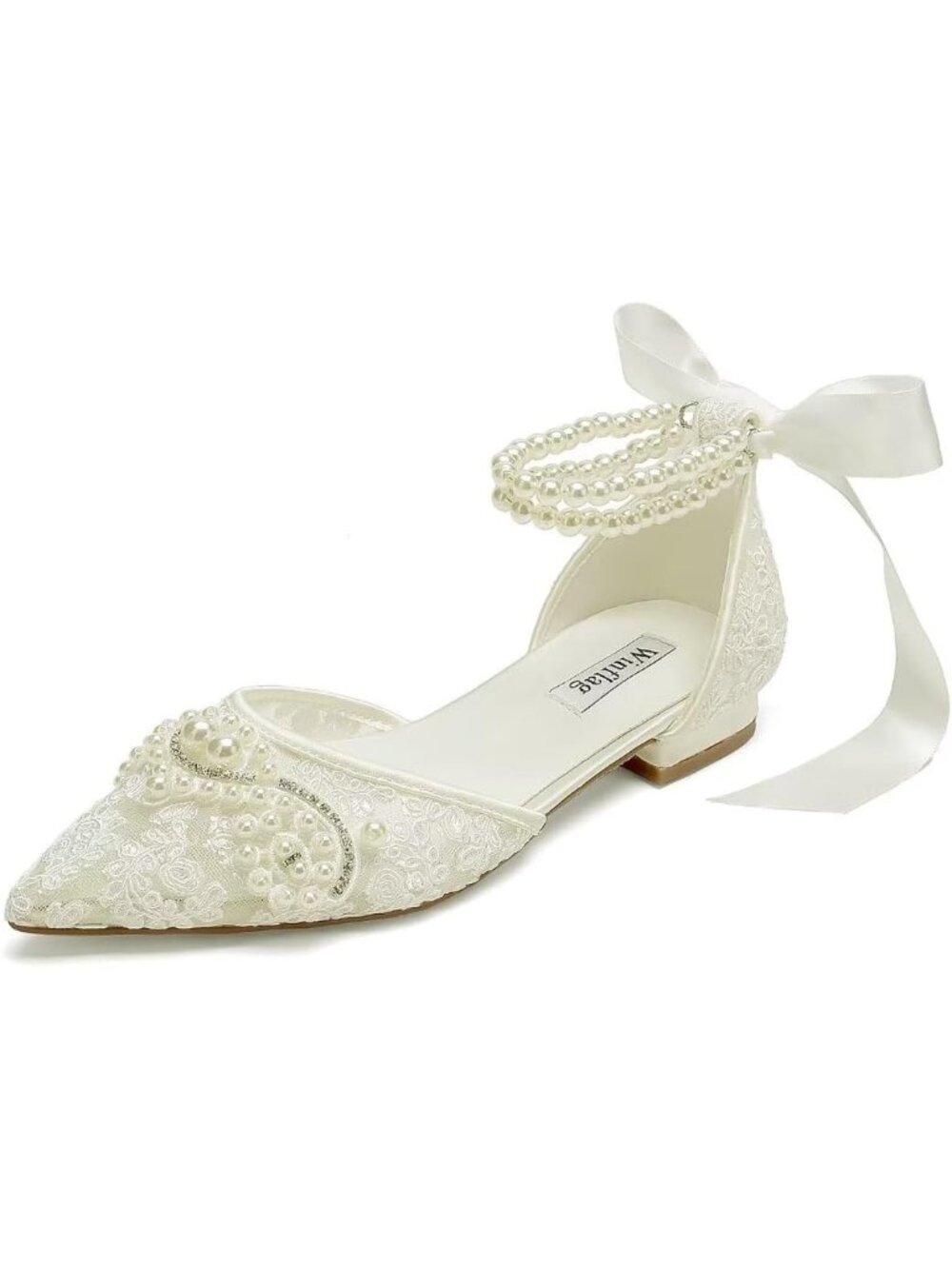 〽️Women Ivory 1 Bride Flat Lace Bride Pointed Toe Rubber Imported Sandals Shoes